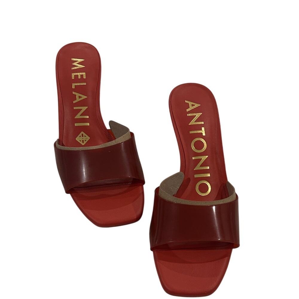 Antonio Melani Women's Red Jelly‎ Block Heel Mules Slides Sandals Size 7.5